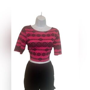 Ali and Kris Crop Top Tribal Top. Size: Large. Color: Fuchsia and Black